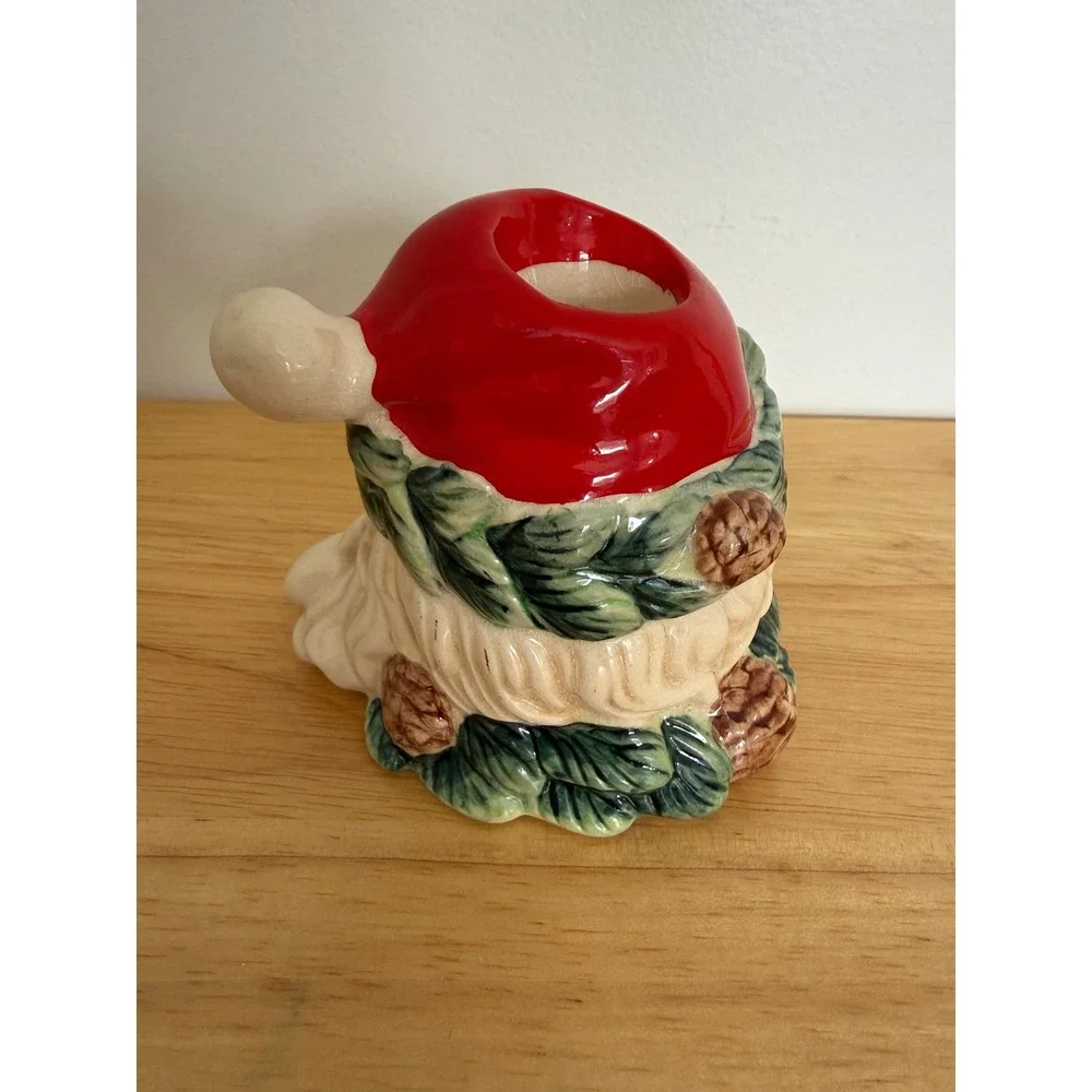 Vintage‎ Cracker Barrel Ceramic Santa Head Candle Holder 4